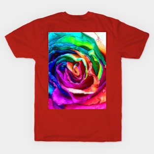 Rainbow Rose Close Up T-Shirt